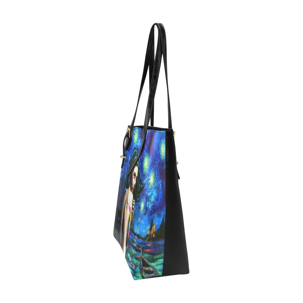 L’étoile (The Star) Faux Leather Tote Bag, with Zipper